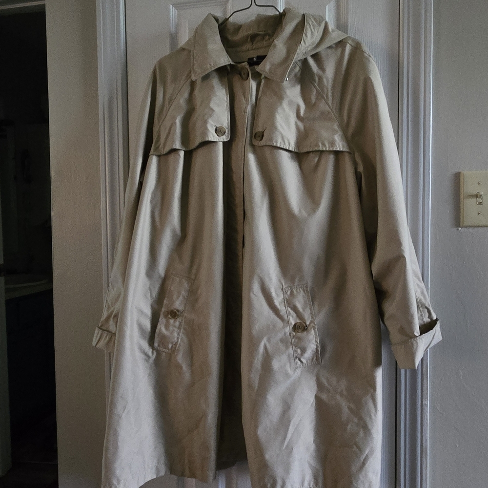 Lands' End Tan Trench Coat Lightweight Classic